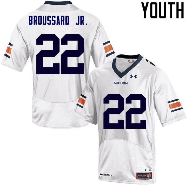 Auburn Tigers Youth John Broussard Jr. #22 White Under Armour Stitched College NCAA Authentic Football Jersey UWW4574GN